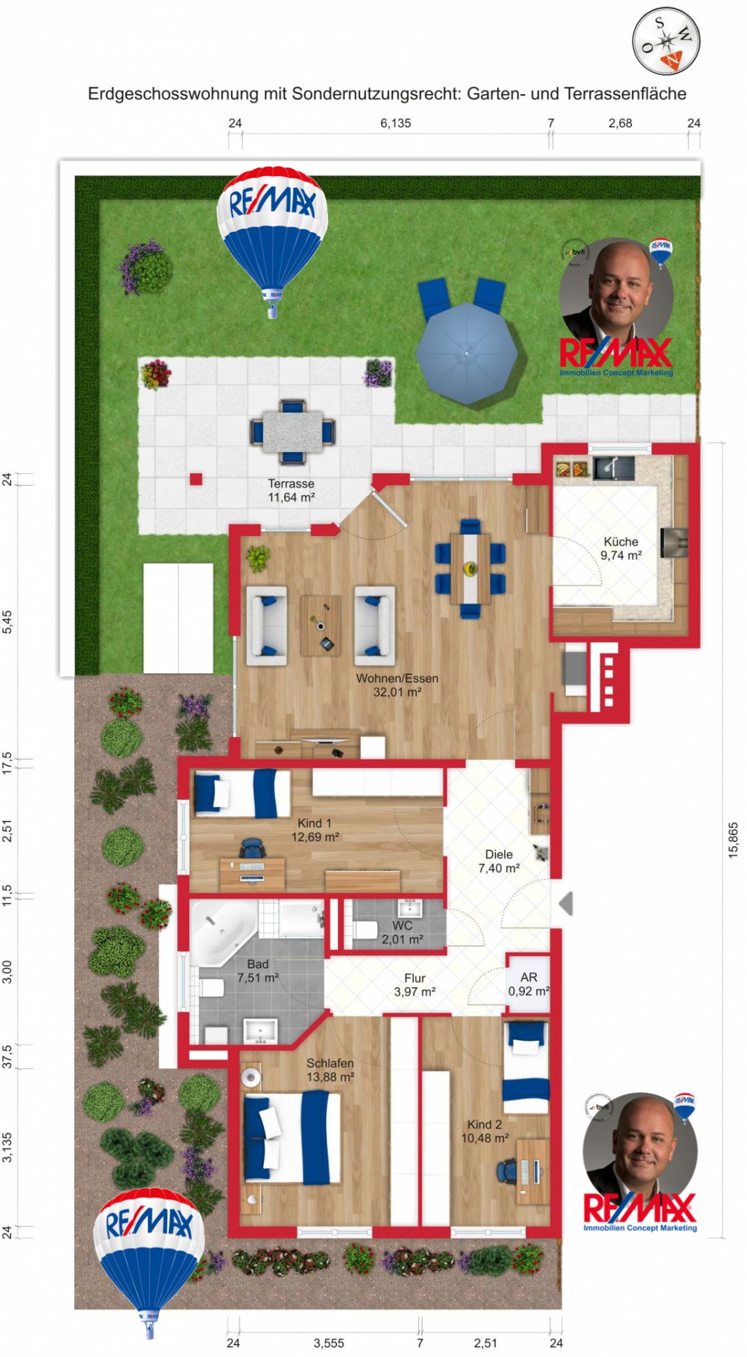 Grundriss / Wohnplan - 4ZETW Dietzenbach-Steinberg mit 104,4m²