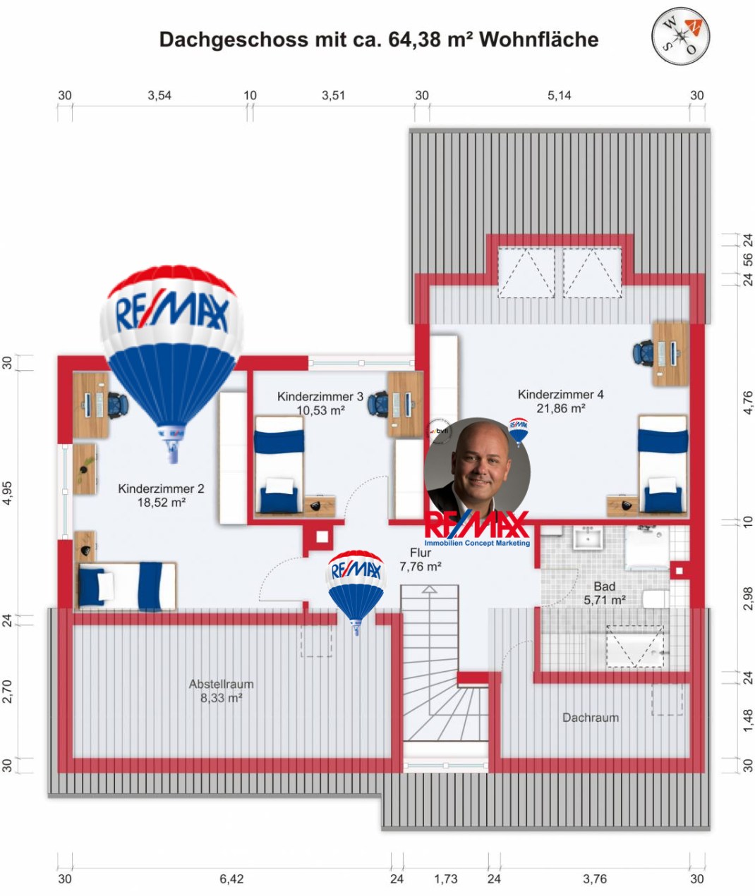 Grundriss (Obergeschoss) - Kauf 6ZEFH Bad Homburg-Kirdorf mit 168,94m²