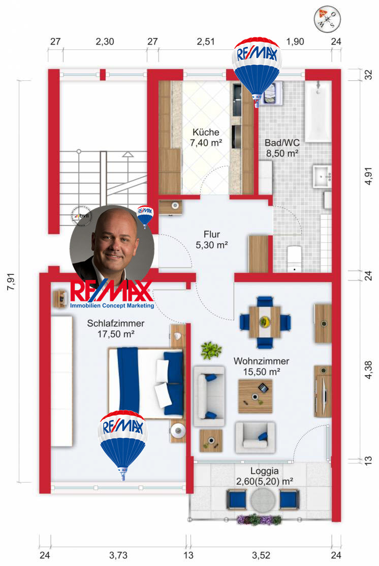 Grundriss / Wohnplan - Kauf 2ZETW Heusenstamm mit 56,8m²