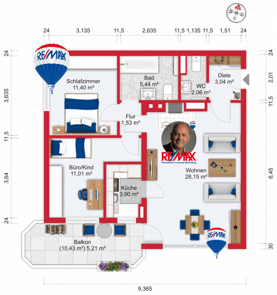 Grundriss / Wohnplan - Kauf 3ZETW FFM-Sachsenhausen-Süd mit 71,7m²