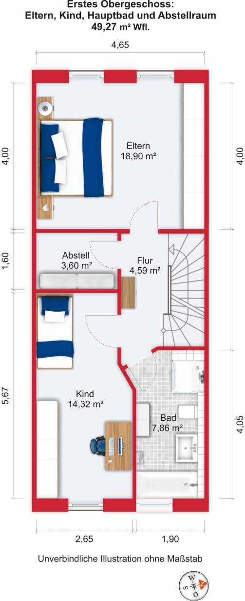 Grundriss (Obergeschoss) - Kauf 5ZRMH Maintal-Dörnigheim mit 135,69m² Grundriss (Obergeschoss) - Kauf 5ZRMH Maintal-Dörnigheim mit 135,69m²