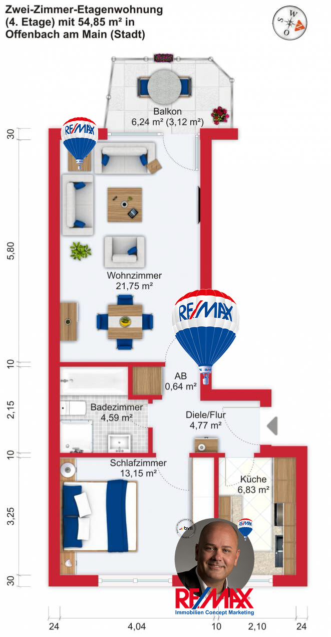 Grundriss / Wohnplan - Kauf 2ZETW Offenbach-Stadt mit 54,85m² Grundriss / Wohnplan - Kauf 2ZETW Offenbach-Stadt mit 54,85m²