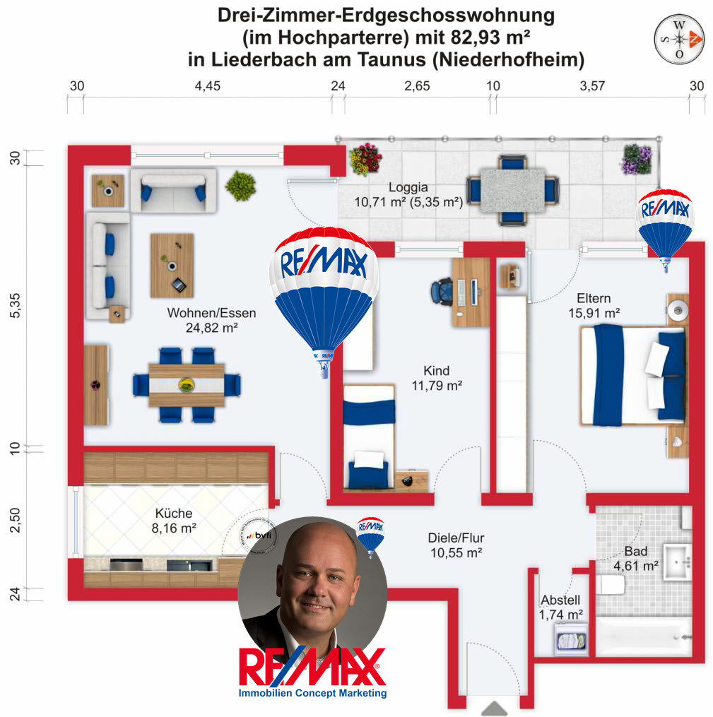 Grundriss / Wohnplan: Kauf 3ZEGW Liederbach-Niederhofheim mit 82,93m²