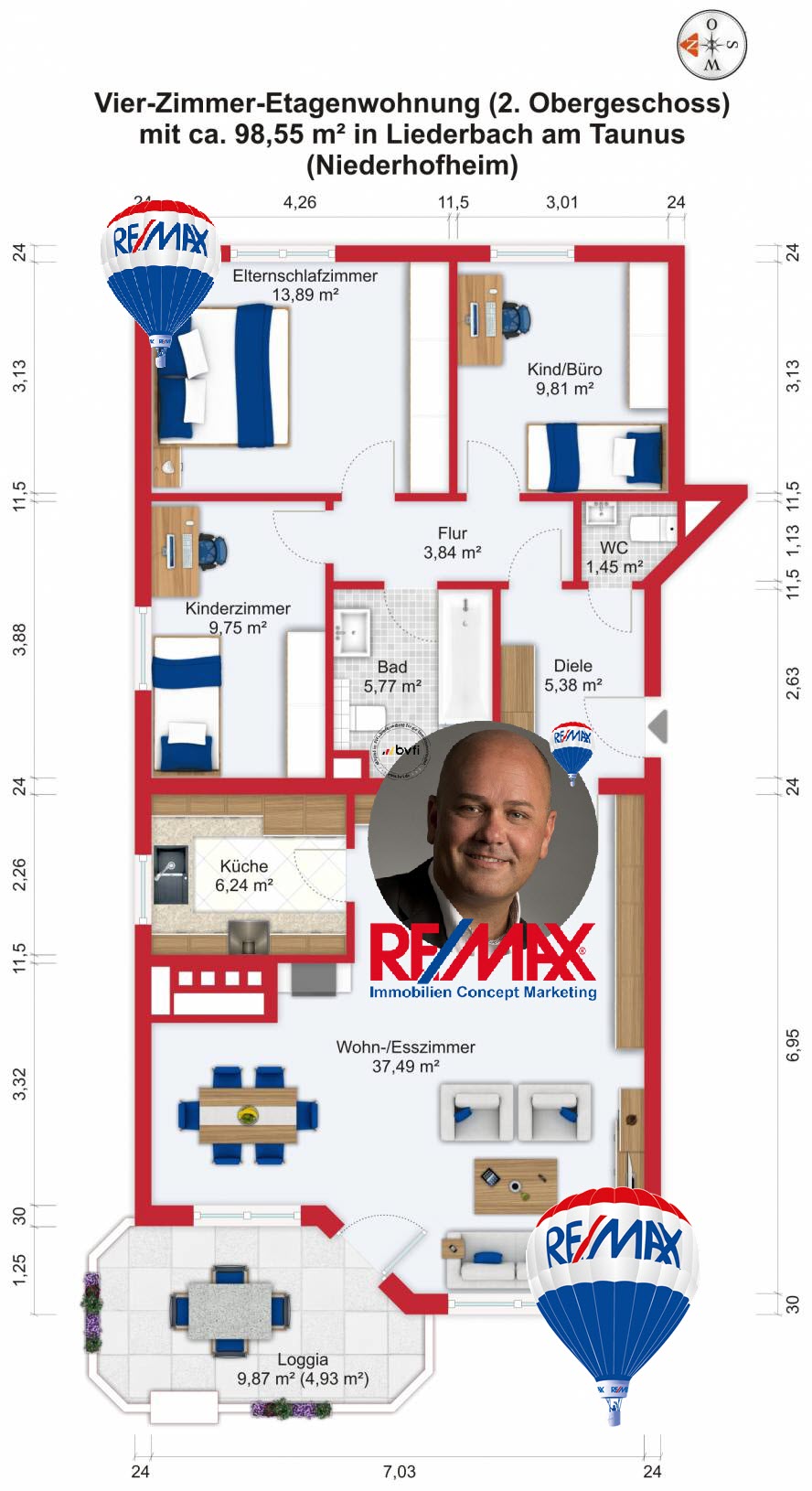 Grundriss / Wohnplan: Kauf 4ZETW Liederbach-Niederhofheim mit 98,55m²